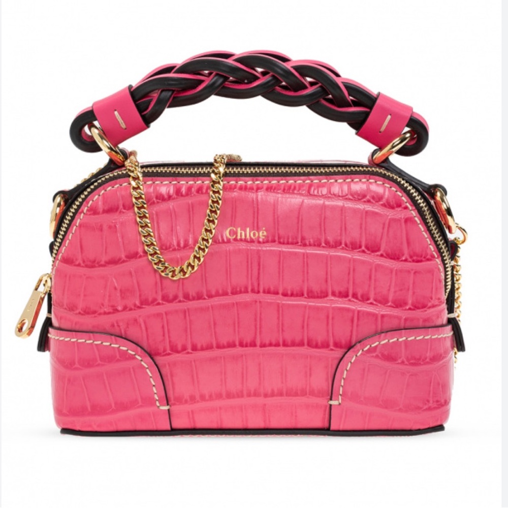 Chloe Daria Mini Croc-Enbossed Chain Crossbody Bag